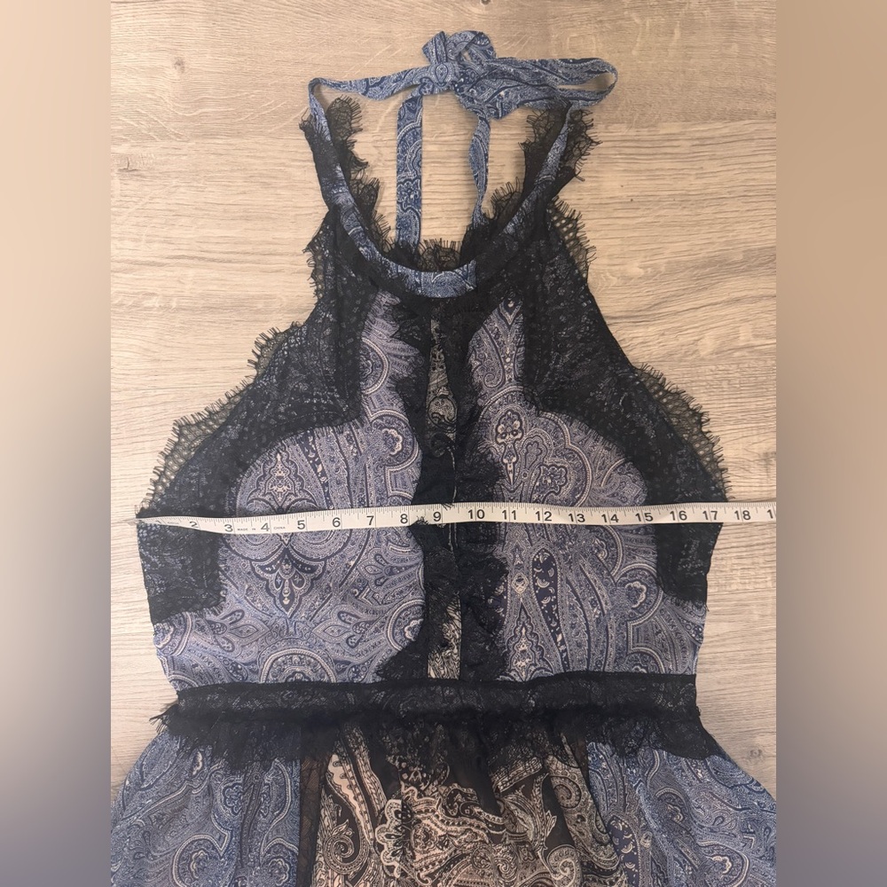 Zara Black and Blue Lace Backless Dress - Picture 10 of 16